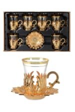 Ottoman Gold Turkish Tea Set for Six (12 pcs)