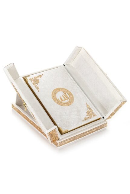 Velvet Quran with Double-Lid Desktop Stand Box