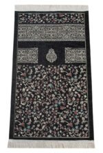 Floral Chenille Prayer Rug – Black