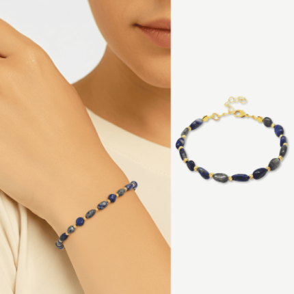 Natural Lapis Lazuli Bracelet – Gold-Tone Chain