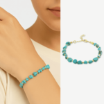 Natural Turquoise Bracelet – Gold-Tone Chain