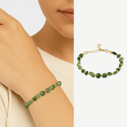 Natural Jade Bracelet – Gold-Tone Chain