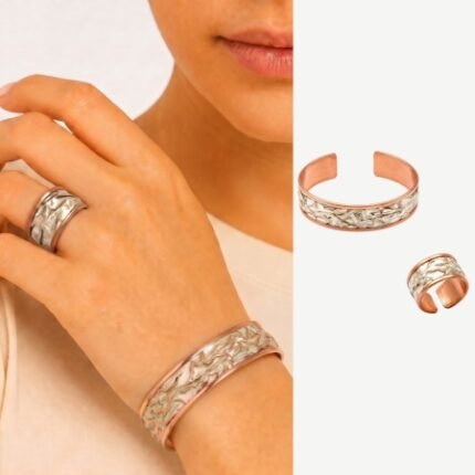 Women's Silver-Tone Copper Ring & Bracelet Set