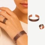 Women's Copper Ring & Bracelet Set – Sunburst Motif