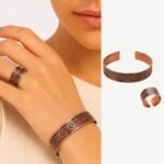 Women's Copper Ring & Bracelet Set – Knot Pattern
