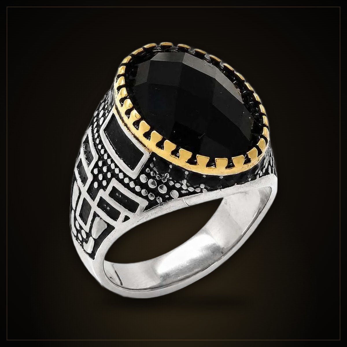 Fortress Wall Ring – Black Zircon, Stainless Steel Fortress Wall Ring – Black Zircon, Stainless Steel