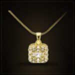 Gold-Tone Square Zircon Necklace – Snake Chain