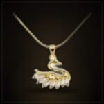 Gold-Tone Swan Necklace – Multicolour Zircon