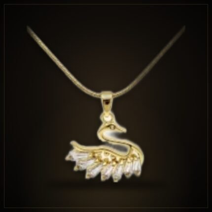 Gold-Tone Swan Necklace – Multicolour Zircon