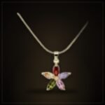 Gold-Tone Wildflower Necklace – Multicolour Zircon