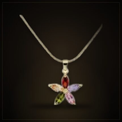 Gold-Tone Wildflower Necklace – Multicolour Zircon