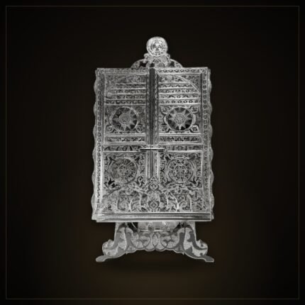 Kaaba Door Metal Quran Stand Case – Silver Tone