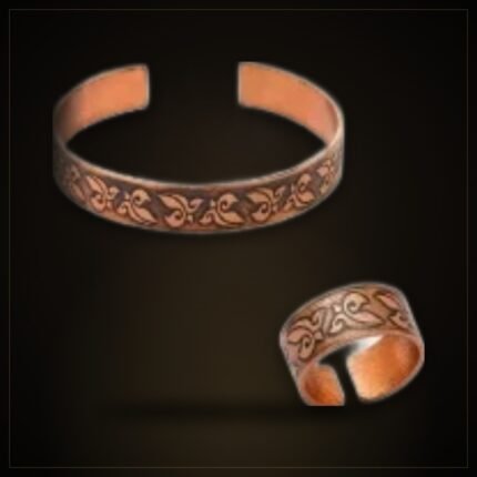 Men's Copper Ring & Bracelet Set – Ivy Pattern