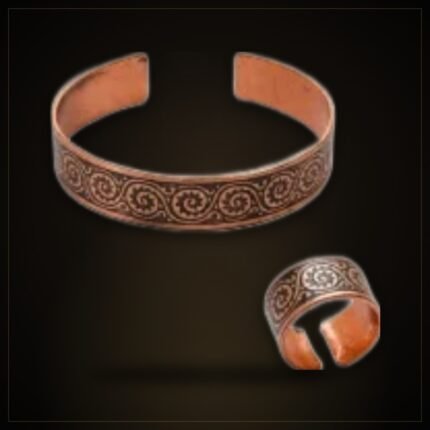 Men's Copper Ring & Bracelet Set – Knot Pattern