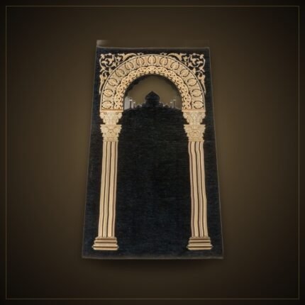 Mughal Dome Chenille Prayer Rug – Black