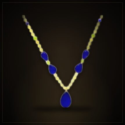 Natural Damla Amber Teardrop Necklace – Yellow & Navy