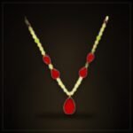 Natural Damla Amber Teardrop Necklace – Yellow & Red