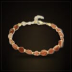 Natural Red & White Agate Bracelet – Gold-Tone Chain