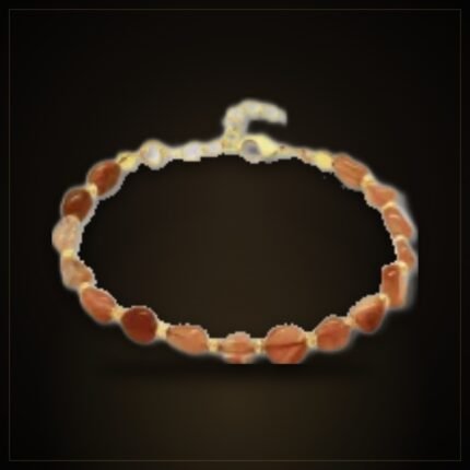 Natural Red & White Agate Bracelet – Gold-Tone Chain