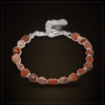 Natural Red & White Agate Bracelet – Silver-Tone Chain