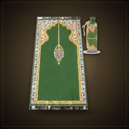 Silky Travel Prayer Rug – Green, with Bag