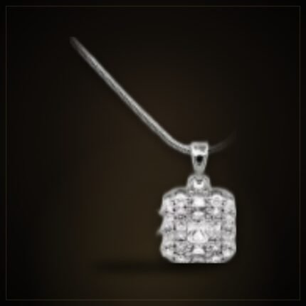 Silver-Tone Square Zircon Necklace – Snake Chain