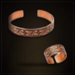 Women's Copper Ring & Bracelet Set – Ivy Pattern
