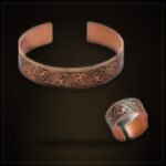 Women's Copper Ring & Bracelet Set – Ivy Scroll