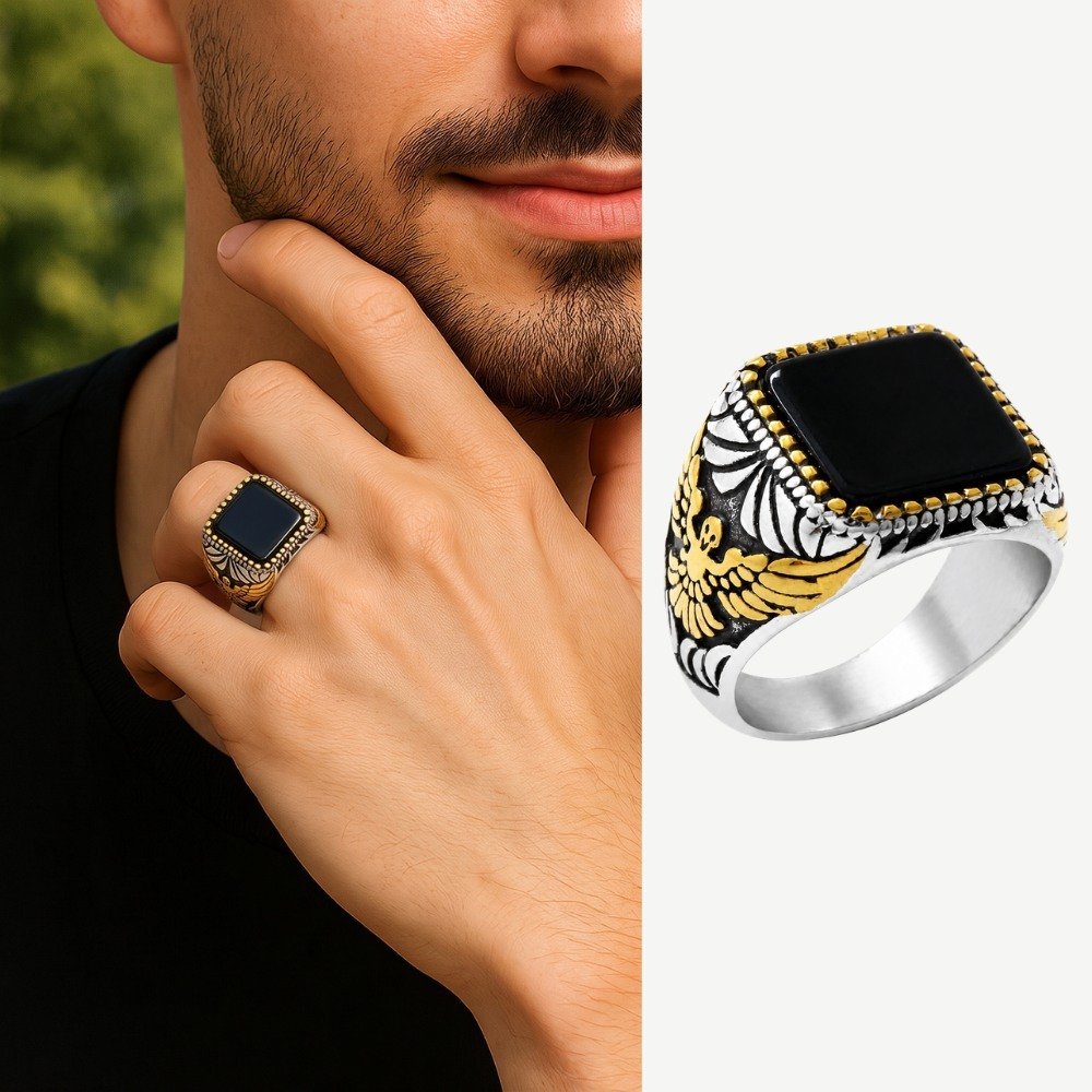 Seljuk eagle onyx ring
