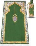 Silky Travel Prayer Rug – Green, with Bag