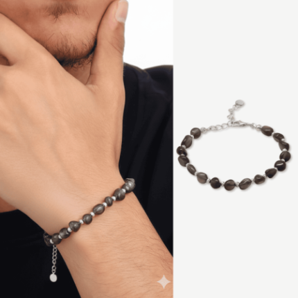 Natural Smoky Quartz Bracelet – Silver-Tone Chain