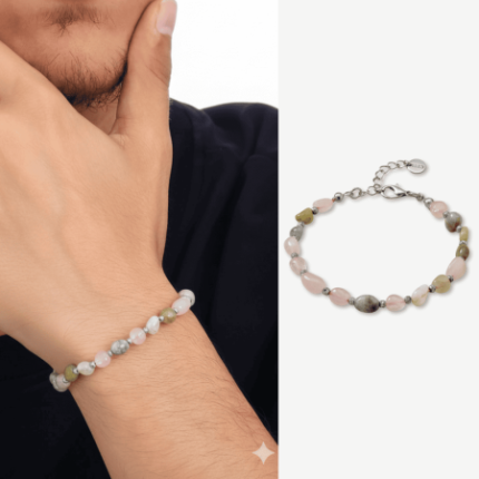 Natural Morganite Bracelet – Silver-Tone Chain