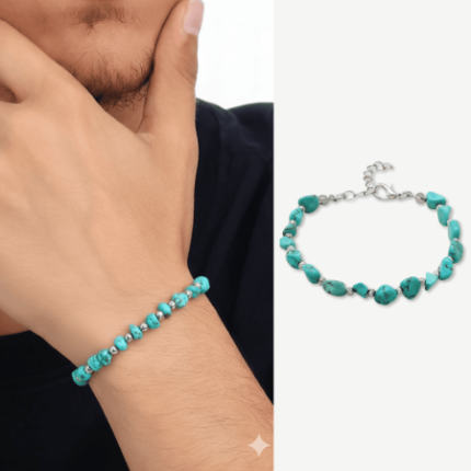 Natural Turquoise Bracelet – Silver-Tone Chain