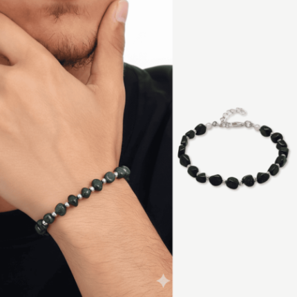 Natural Green Goldstone Bracelet – Silver-Tone Chain
