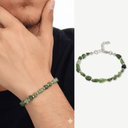 Natural Jade Bracelet – Silver-Tone Chain