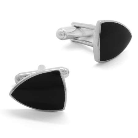 Black enamel shield cufflinks