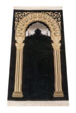 Mughal Dome Chenille Prayer Rug – Black