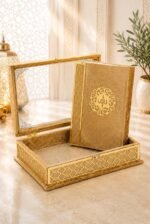 Velvet Quran with Gold Glass-Top Rahle Box